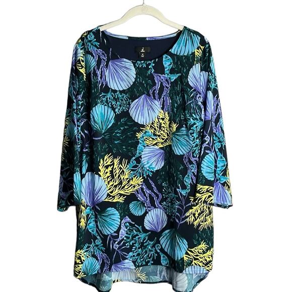 Jason Wu Purple and Yellow Tropical Print Flowy Fully Lined Blouse Size Medium - Picture 1 of 8